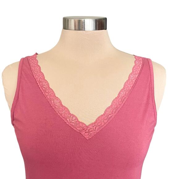 Monoreno Coral Lace Trimmed Tank Top Y2K Size Medium V-Neck Cami Fairy Romantic - Picture 6 of 9